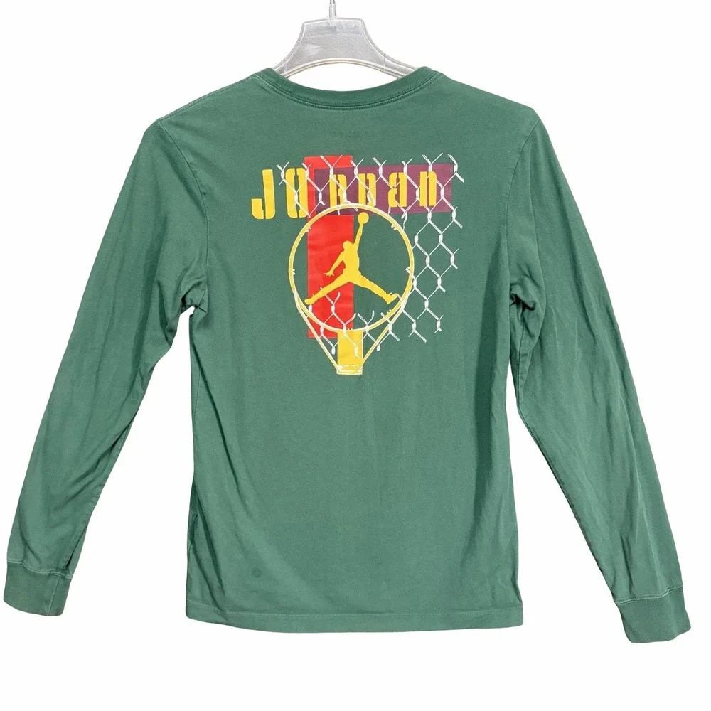 Jordan Brand Long Sleeve Graphic T-Shirt Green‎ Small Jumpman Basketball